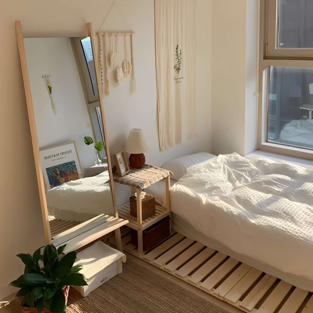 Tạo điểm nhấn cho căn phòng ngủ nhỏ 14m2 với nghệ thuật Macrame treo tường Tạo điểm nhấn cho căn phòng ngủ nhỏ 14m2 với nghệ thuật Macrame treo tường