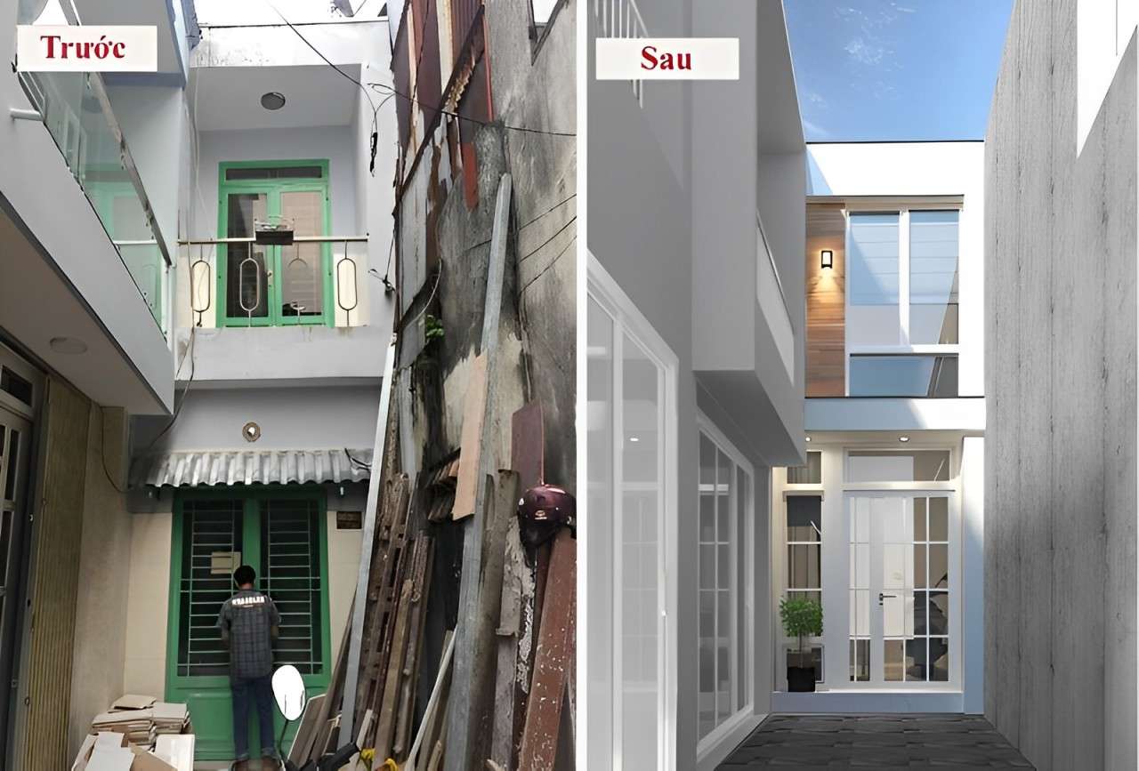 Tân trạng lại mặt tiền nhà phố với gam màu sáng cùng hệ cửa sổ lớn mang lại cảm giác thông thoáng hơn Tân trạng lại mặt tiền nhà phố với gam màu sáng cùng hệ cửa sổ lớn mang lại cảm giác thông thoáng hơn