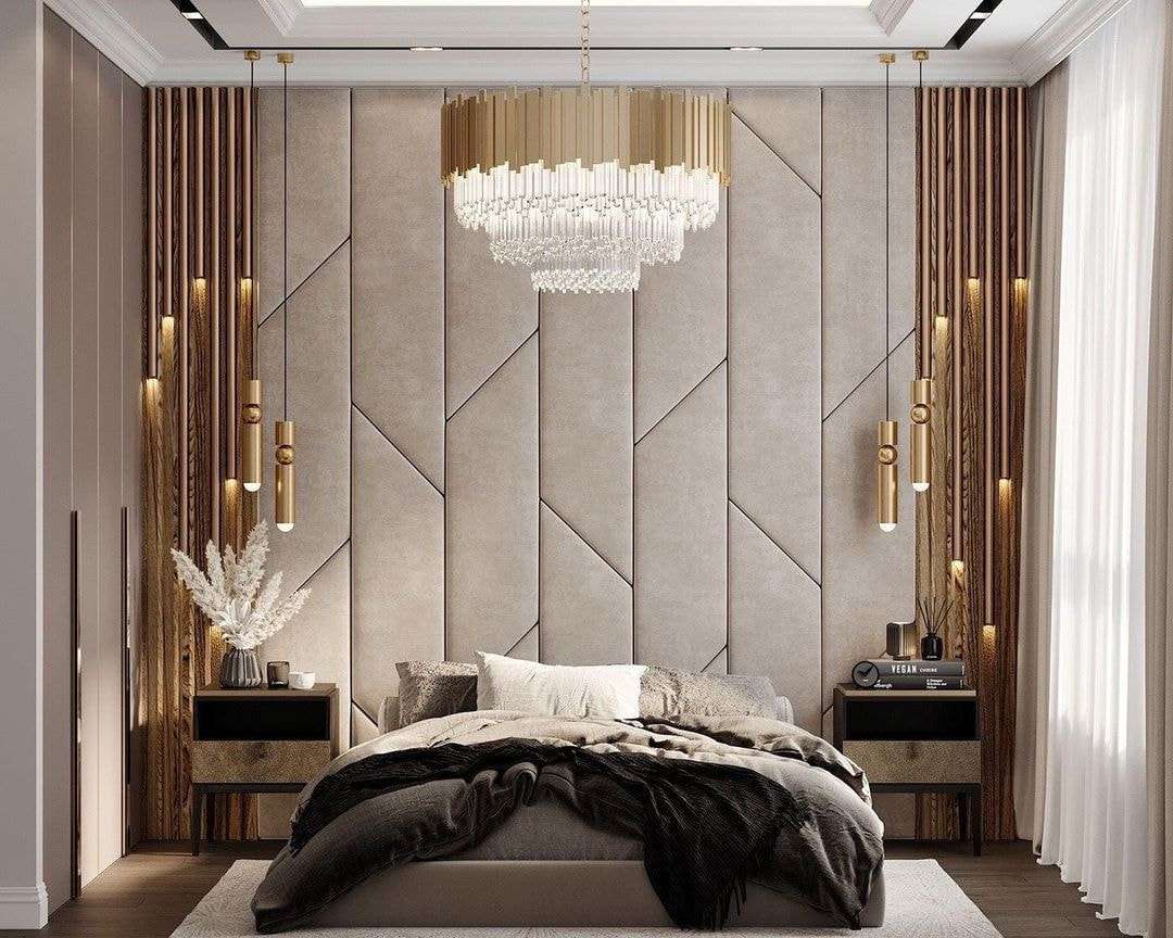 Trang trí phòng ngủ 10m2 cho vợ chồng sang trọng với bộ đèn chùm pha lê ấn tượng Trang trí phòng ngủ 10m2 cho vợ chồng sang trọng với bộ đèn chùm pha lê ấn tượng