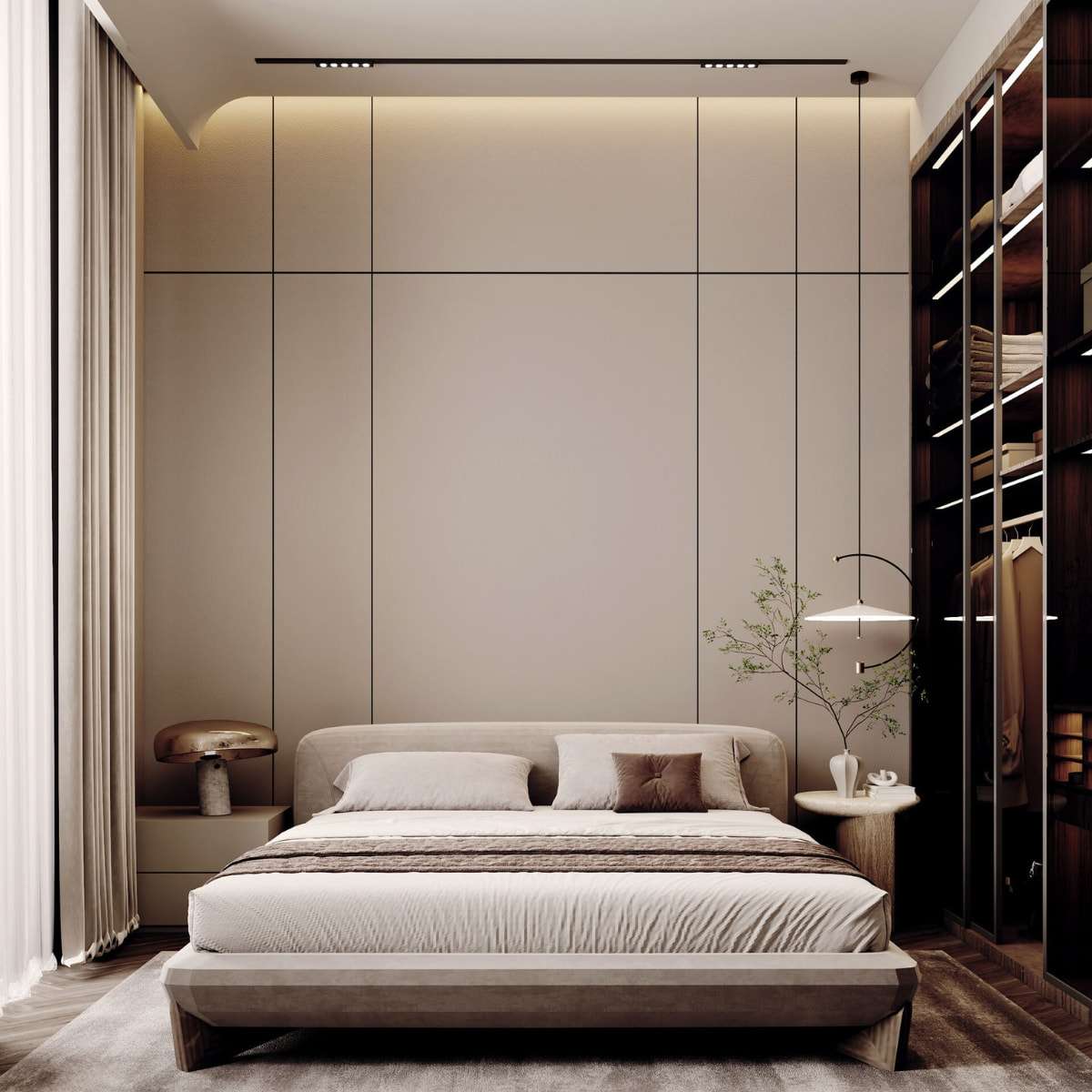 Không gian phòng ngủ vợ chồng 10m2 theo phong cách tối giản Không gian phòng ngủ vợ chồng 10m2 theo phong cách tối giản